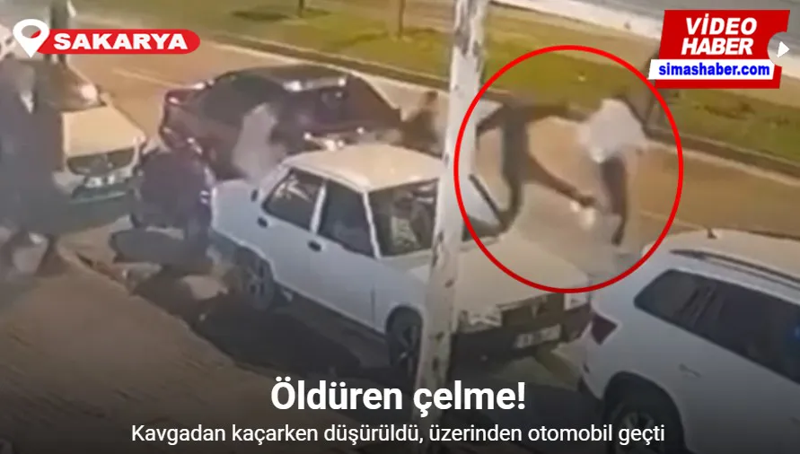 Kavgadan kaçarken çelme takılarak düşürüldü, üzerinden otomobil geçti: O anlar kamerada