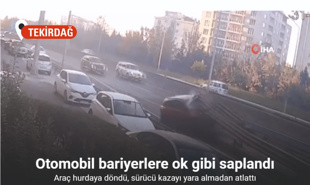 Otomobil bariyerlere ok gibi saplandı