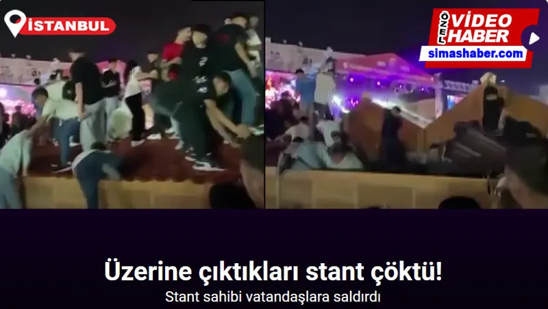 Konser izlemek için üzerine çıktıkları stant çöktü: Stant sahibi vatandaşlara saldırdı