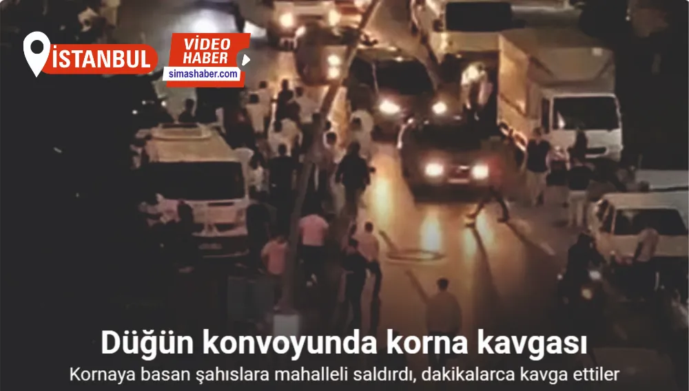 Düğün konvoyunda korna kavgası