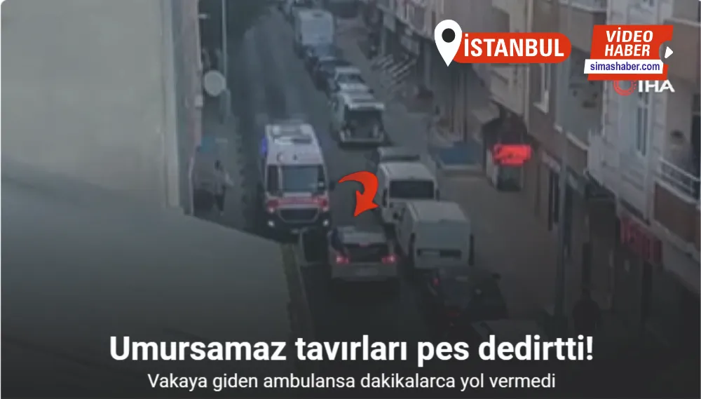 Küçükçekmece’de ambulansa yol vermeyen sürücü kamerada