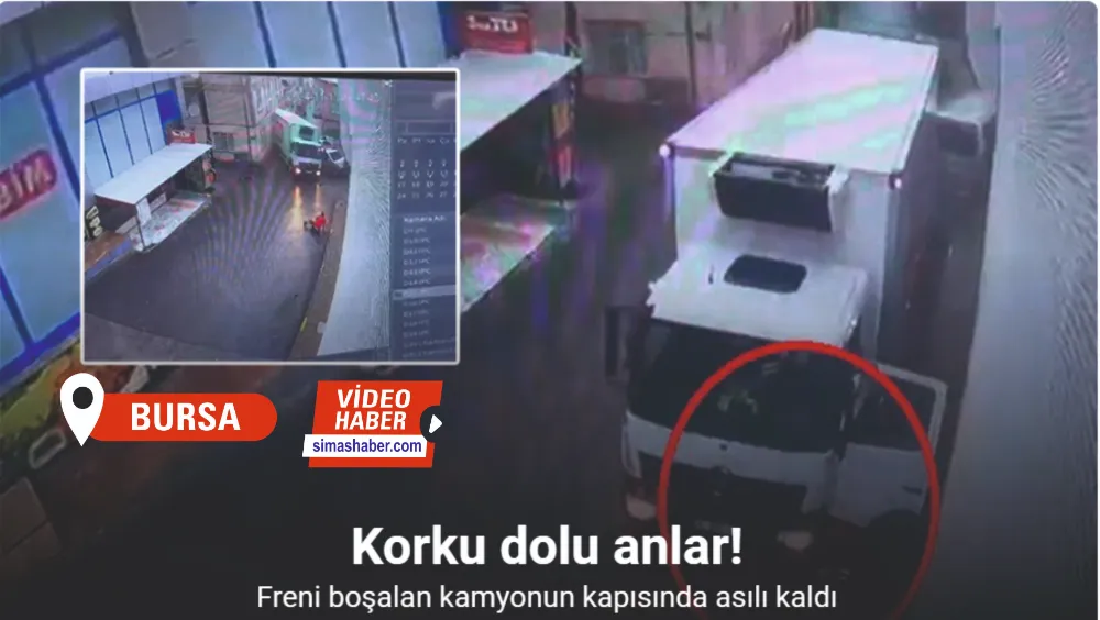 Freni boşalan kamyonun kapısında asılı kaldı... Korku dolu anlar kamerada