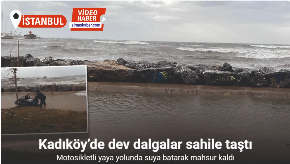 Kadıköy’de dev dalgalar sahile taştı