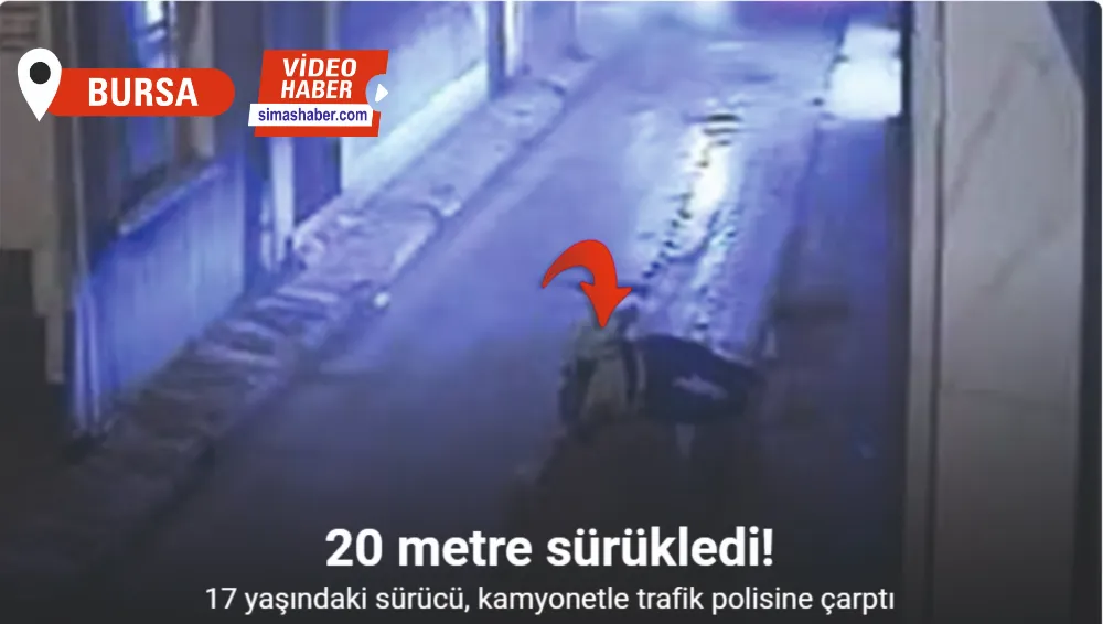 17 yaşındaki sürücü, kamyonetle trafik polisine çarpıp 20 metre sürükledi... Kaza anı kamerada