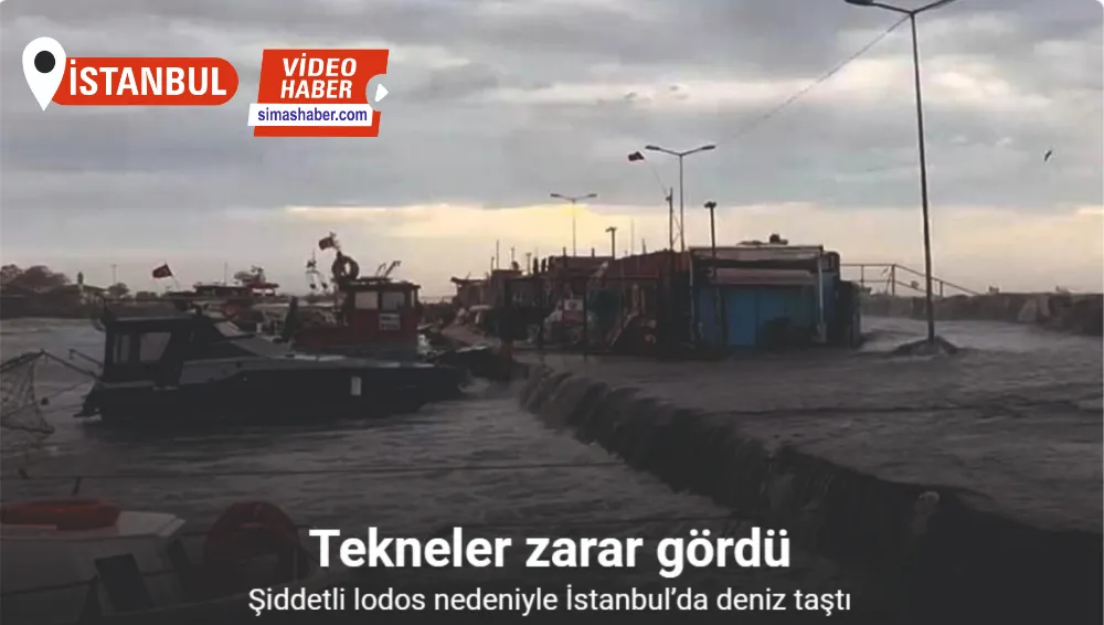 Şiddetli lodos nedeniyle İstanbul’da deniz taştı, tekneler zarar gördü