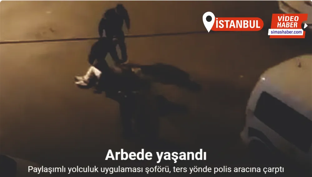 Esenyurt’ta paylaşımlı yolculuk uygulaması şoförü, ters yönde polis aracına çarptı