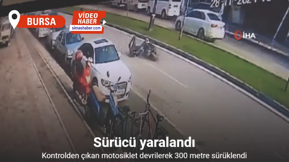 Devrilerek 300 metre sürüklenen motosiklet kazası kamerada