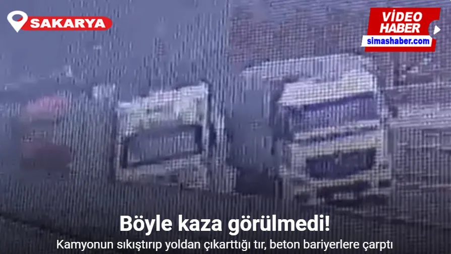 Böyle kaza görülmedi: Kamyonun sıkıştırıp yoldan çıkarttığı tır, beton bariyerlere çarptı