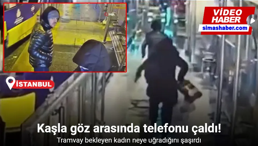 Fatih’te tramvay bekleyen kadının elinden telefonu kaşla göz arasında çaldı: O anlar kamerada
