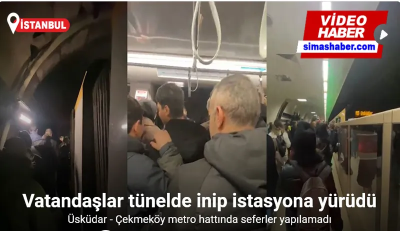 Üsküdar - Çekmeköy metro hattında seferler yapılamadı, vatandaşlar tünelde inip istasyona yürüdü