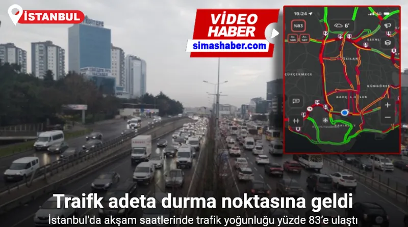 İstanbul’da akşam saatlerinde trafik yoğunluğu yüzde 83’e ulaştı