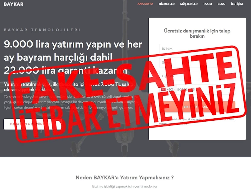 Baykar’dan yatırım dolandırıcılığına karşı uyarı: “Halka açık bir şirket olmayan Baykar, hiçbir zaman yatırım teklifinde bulunmamaktadır”
