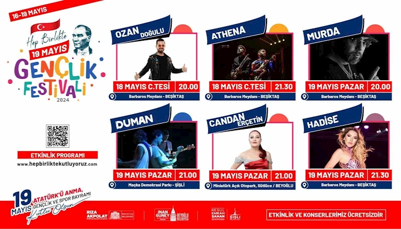 İstanbul’da üç ilçeden ortak “Hep Birlikte 19 Mayıs Gençlik Festivali”
