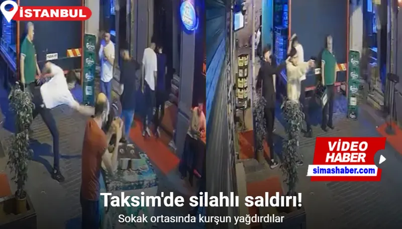 Taksim’de işletmeciden husumetlisi işletmeciye silahlı saldırı kamerada: 4 saldırgan kurşun yağdırdı