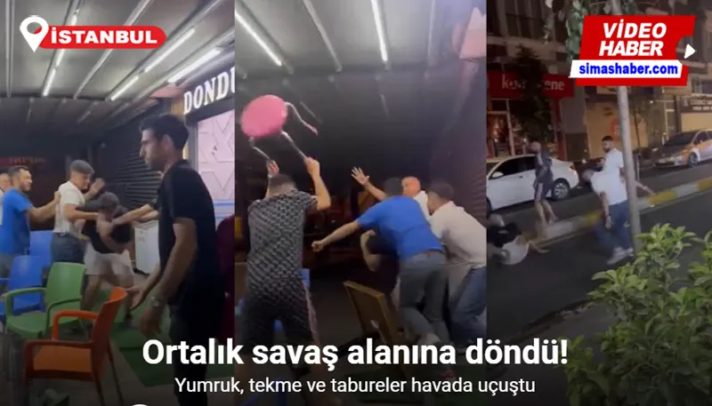 İstanbul’da dondurmacıda tekme, yumruk ve tabureli kavga kamerada: 1 kişiye 5 kişi saldırdı