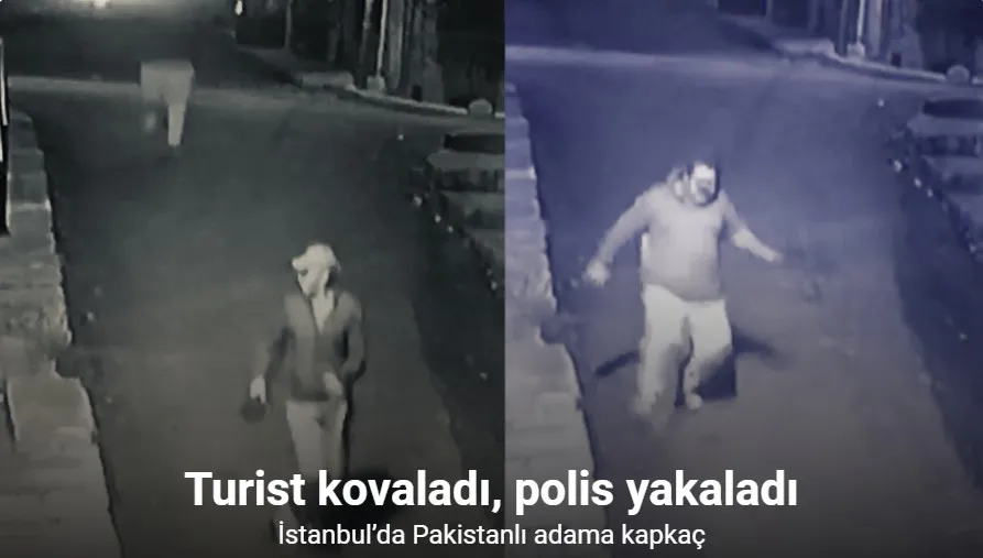 İstanbul’da Pakistanlı adama kapkaç kamerada: Adamın kovaladığı şahsı polis yakaladı