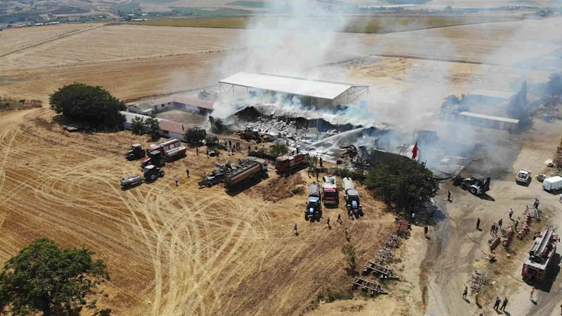 Tekirdağ’da çiftlik yangını: 15 bin balya saman yandı
