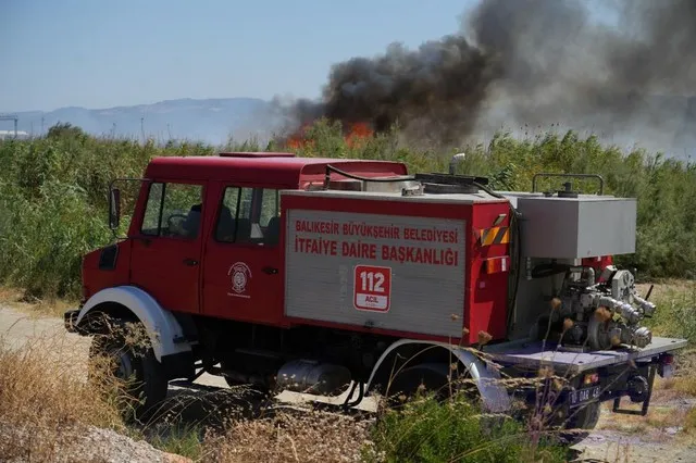 Balıkesir’de kuşların göç yolundaki sazlık alanda yangın