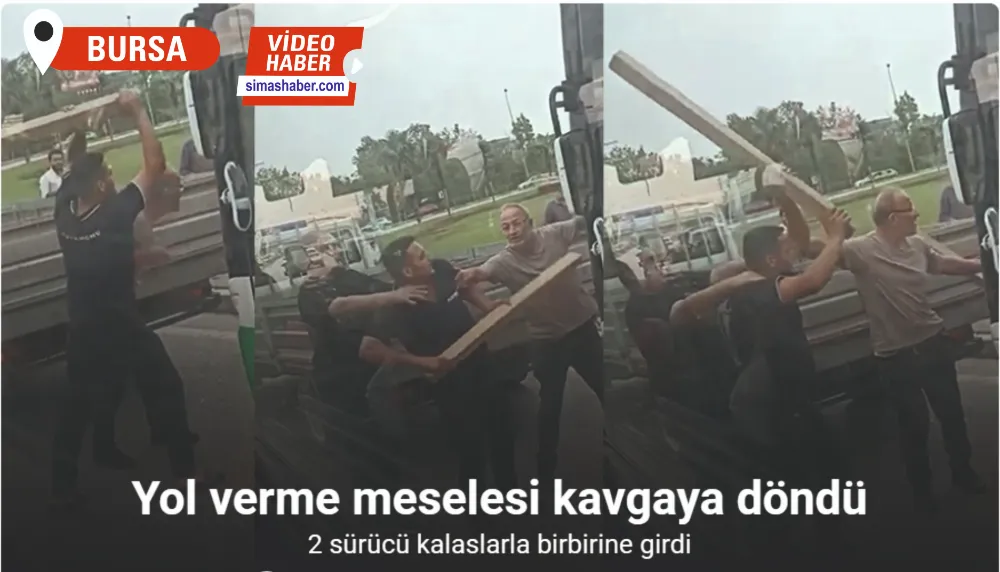 Yol verme meselesi kavgaya döndü, 2 sürücü kalaslarla birbirine girdi