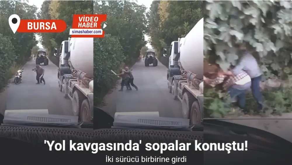 Bursa’da iki sürücünün yol kavgası kamerada