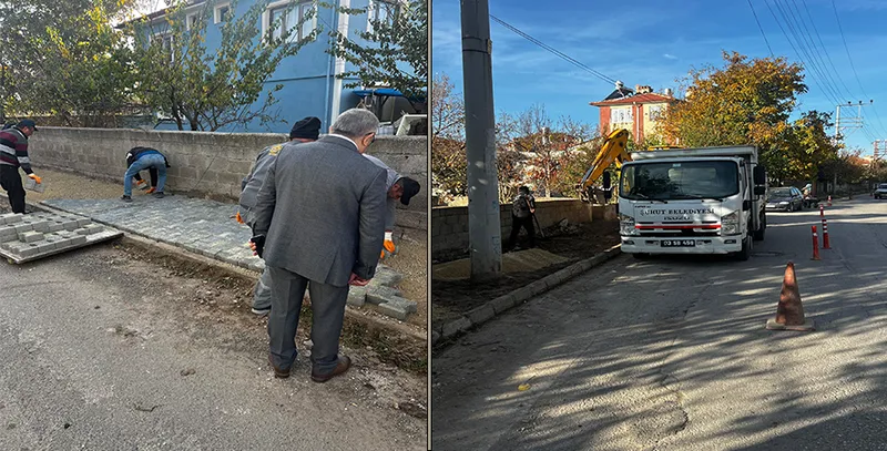 Şuhut Belediye Başkanı Özaşkın, Yarışlı Köyü Yolundaki Kaldırım Çalışmalarını İnceledi