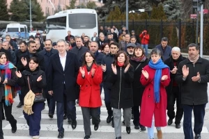 Eş Başkanlar, Ankara’daki açıklama ve yürüyüşe katıldı