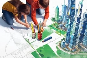 Çocuklar geleceğin şehirlerini çiziyor