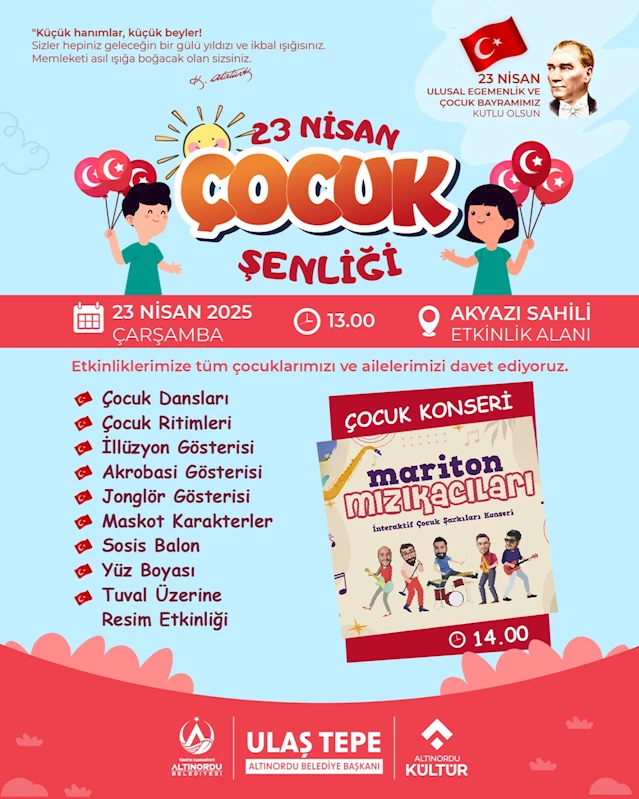 ORDU’DA 23 NİSAN COŞKUSU ZİRVEYE TAŞINACAK