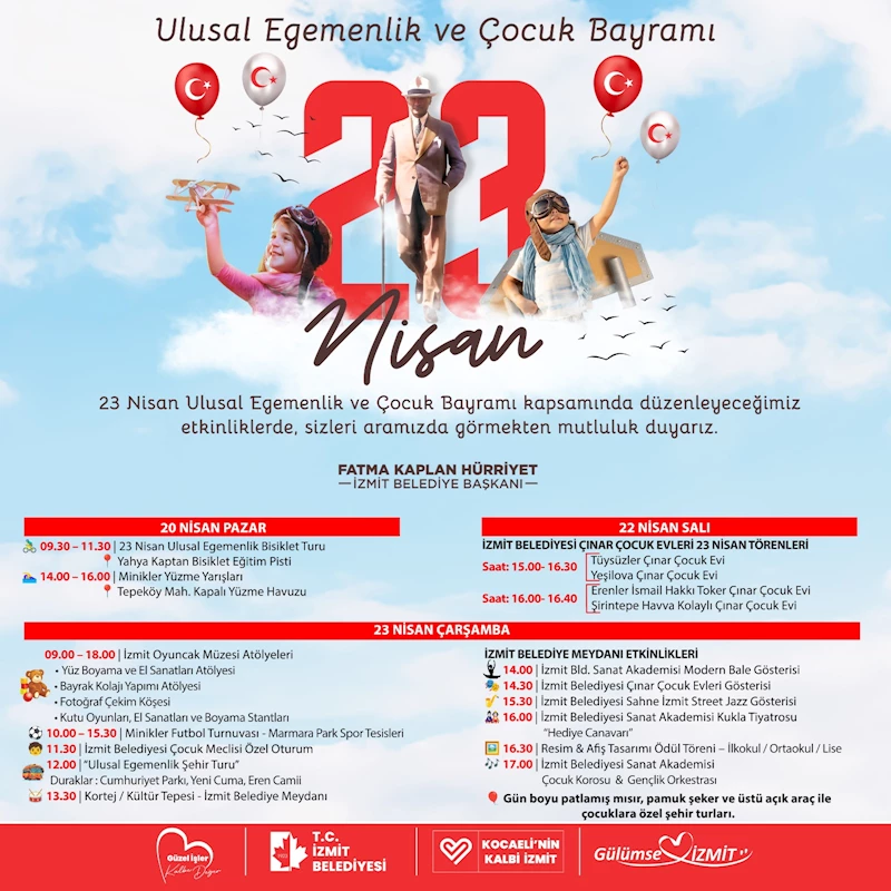 23 NİSAN’DA İZMİT’İ ÇOCUKLARIN NEŞESİ SARACAK!