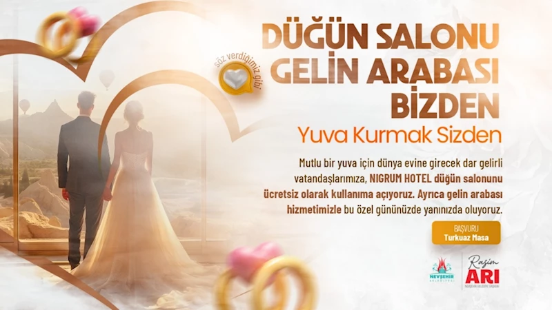 Evlenecek Gençlere “Düğün Salonu ve Gelin Arabası Bizden” Projesi