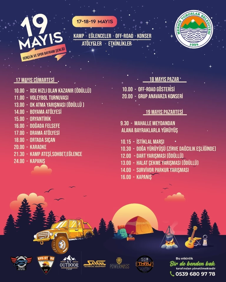 TOROSLAR BELEDİYESİNDEN 3 GÜNLÜK 19 MAYIS ŞENLİĞİ