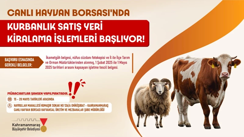 Canlı Hayvan Borsası’nda Kurban Satış Yerleri Kiralama İşlemi 15 Mayıs’ta Başlayacak