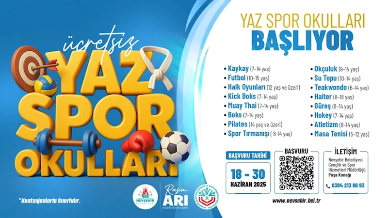 Nevşehir Belediyesi Yaz Spor Okulları Açılıyor