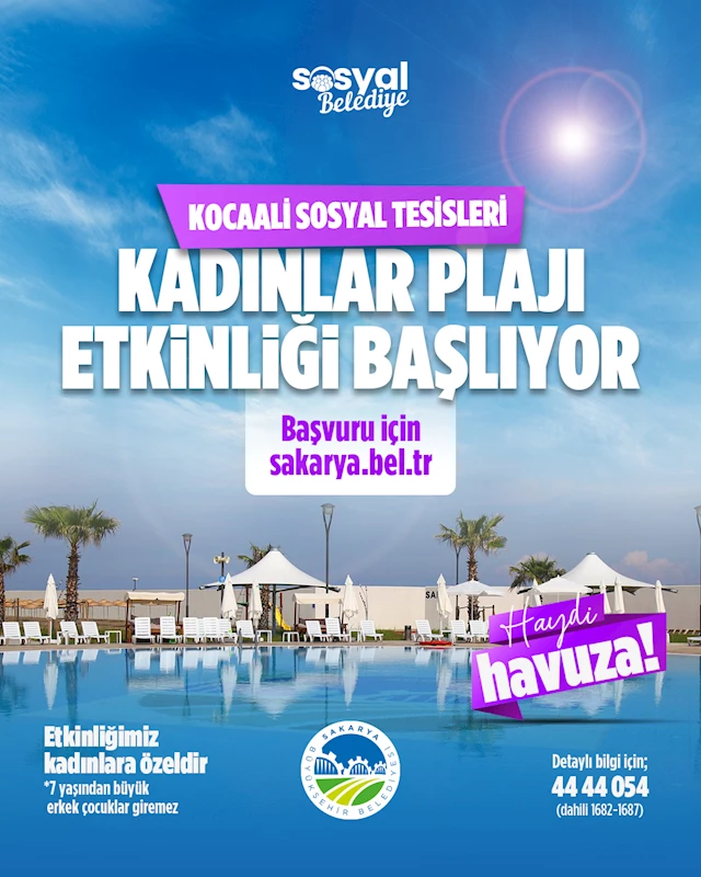 Büyükşehir’den kadınlara sezon boyu ücretsiz tatil müjdesi: Haftanın o günleri tesise ve plaja ücretsiz girecekler