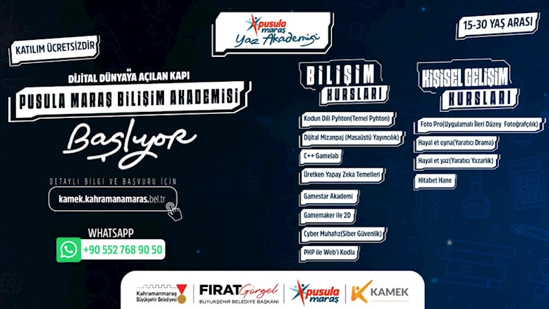 Büyükşehir’in Pusula Maraş Yaz Akademisi Gençleri Bekliyor