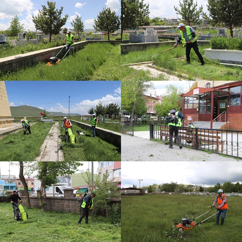 BELEDİYE EKİPLERİ’NDEN BAYRAM ÖNCESİ YOĞUN MEZARLIK TEMİZLİĞİ ÇALIŞMASI