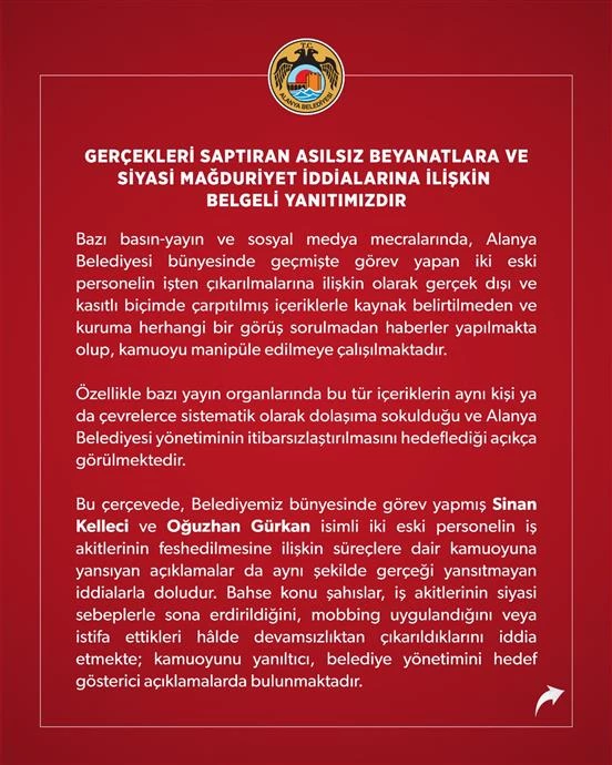 GERÇEKLERİ SAPTIRAN ASILSIZ BEYANATLARA VE SİYASİ MAĞDURİYET İDDİALARINA İLİŞKİN BELGELİ YANITIMIZDIR