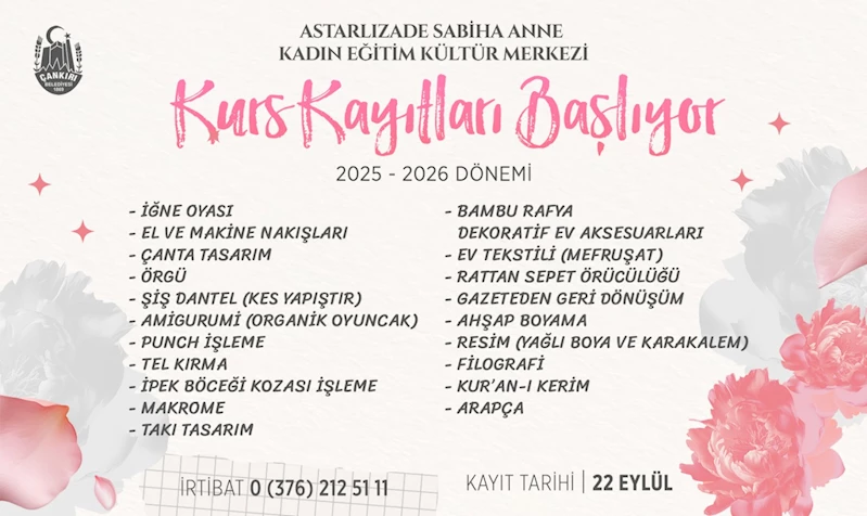 Kadınlara Yönelik Bilgi ve Beceri Kurs Kayıtları 22 Eylül’de Başlıyor