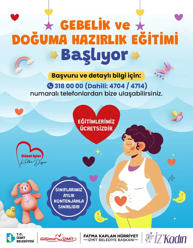 İZMİT BELEDİYESİNDEN ANNE ADAYLARINA DESTEK:  GEBELİK VE DOĞUMA HAZIRLIK EĞİTİMLERİ BAŞLIYOR