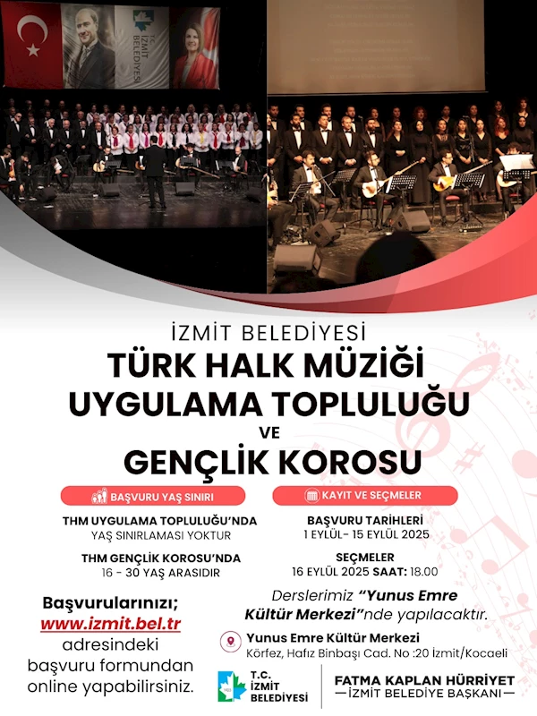 İZMİT BELEDİYESİ’NDEN TÜRK HALK MÜZİĞİ SEVERLERE FIRSAT!