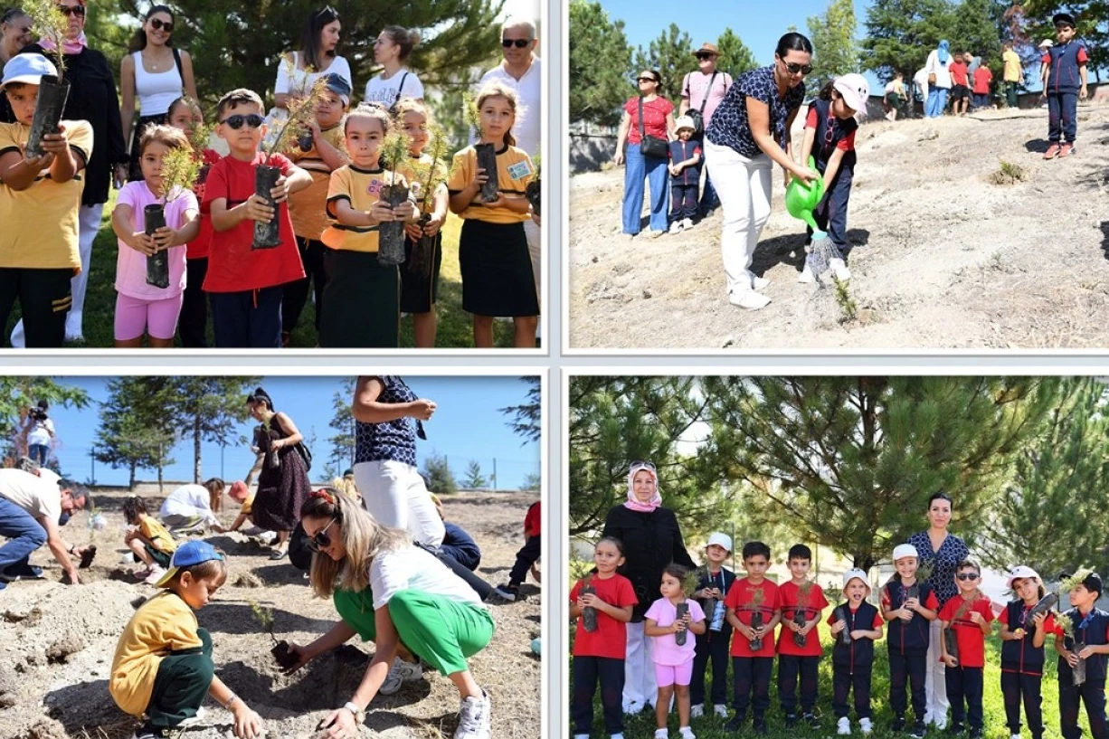 İlkokulların uyum haftasında fidanlar toprakla buluştu