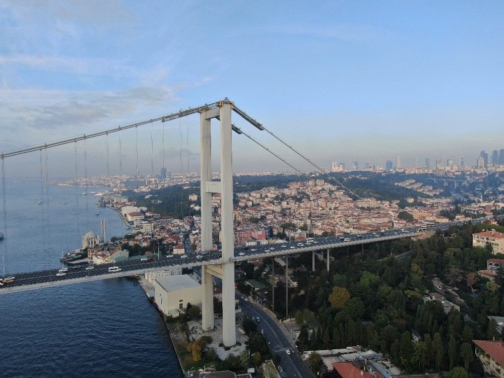 15 Temmuz Şehitler Köprüsünde Bakım Platformu Drone İle Görüntülendi