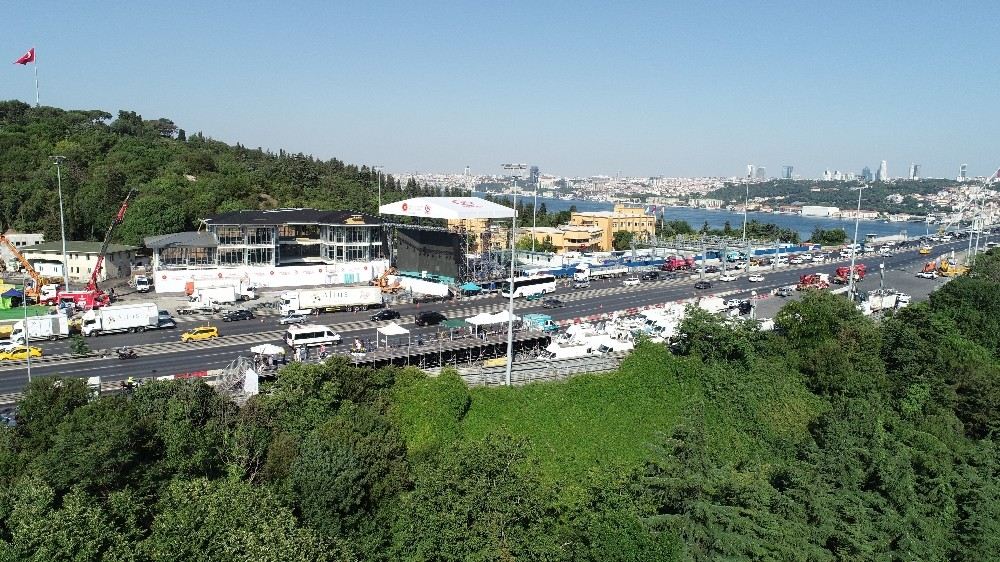 15 Temmuz Şehitler Köprüsündeki Hazırlıklar Havadan Görüntülendi