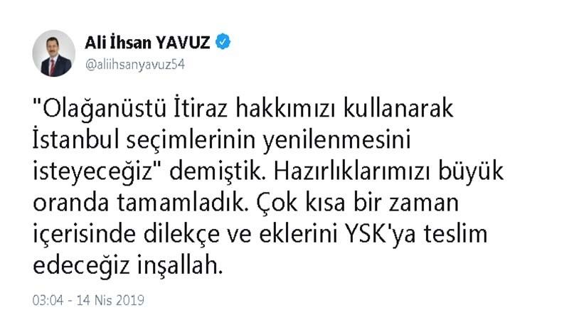 Ak Parti Genel Başkan Yardımcısı Yavuzdan ?Olağanüstü İtiraz Açıklaması