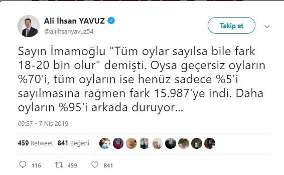 Ak Parti İstanbulda Tüm Oyların Sayılması İçin Yskya Başvurdu