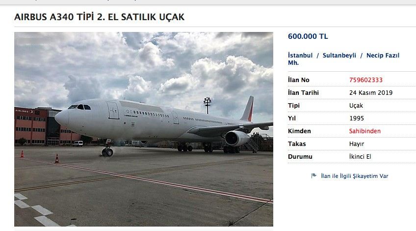 Atatürk Havalimanında Sahibinden Satılık Yolcu Uçağı