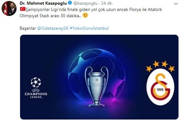 Bakan Kasapoğlu: Başarılar Galatasaray, Yolun Sonu İstanbul