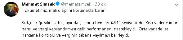 Başbakan Yardımcısı Şimşek: ?Hükümetimiz Mali Disiplini Korumakta Kararlı?