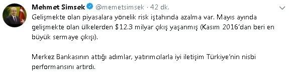 Başbakan Yardımcısı Şimşek: ?Tcmbnin Attığı Adımlar Türkiyenin Nisbi Performansını Artırdı?