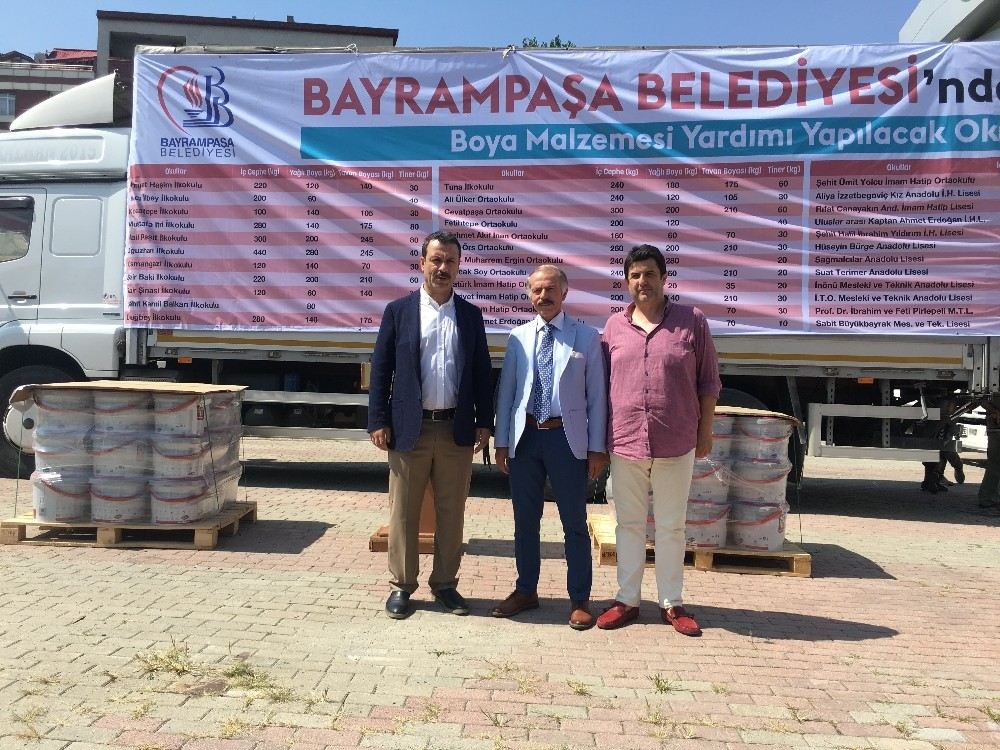 Bayrampaşa Belediyesinden İlçedeki Okullara Tonlarca Boya Yardımı